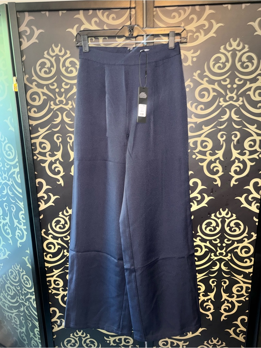 Fashion Nova Navy Wide-Leg Palazzo Trousers